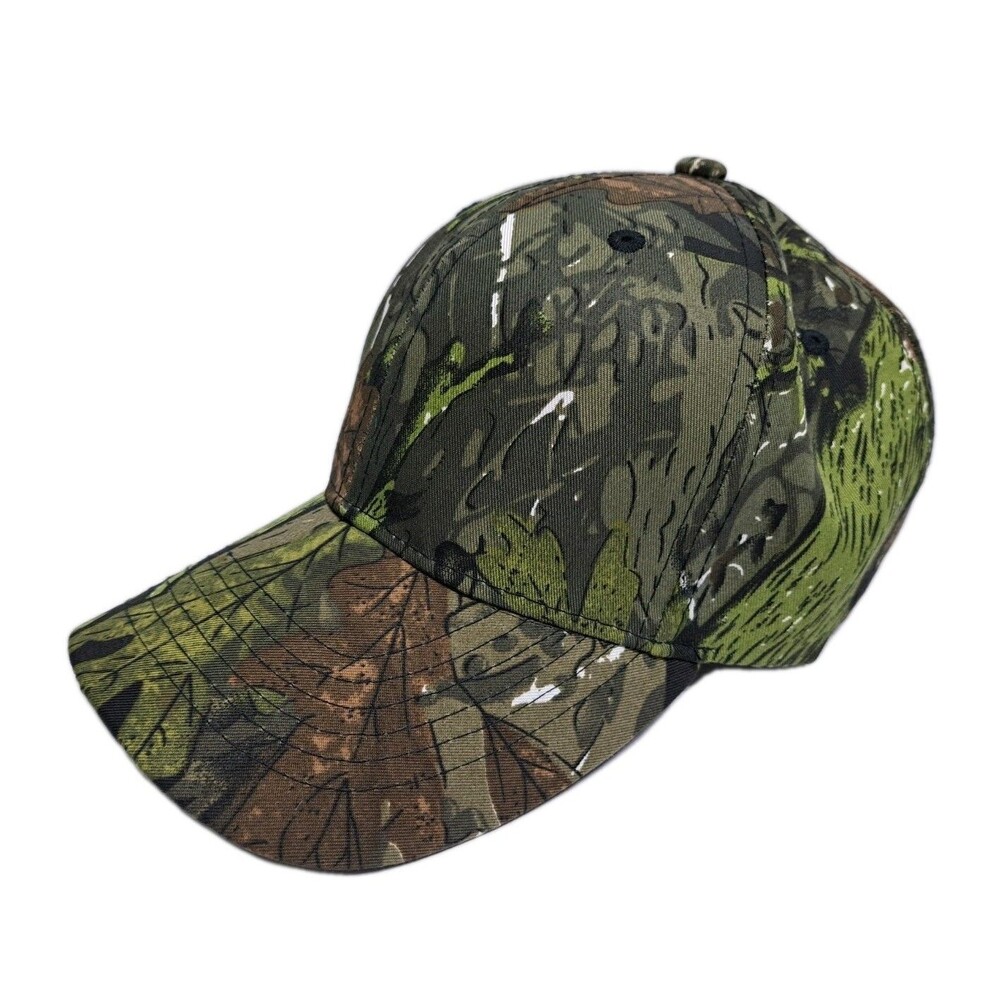 Green Camo Hat Cap Woods Tree Leaves Hunting USA Headwear Strapback Adjustable